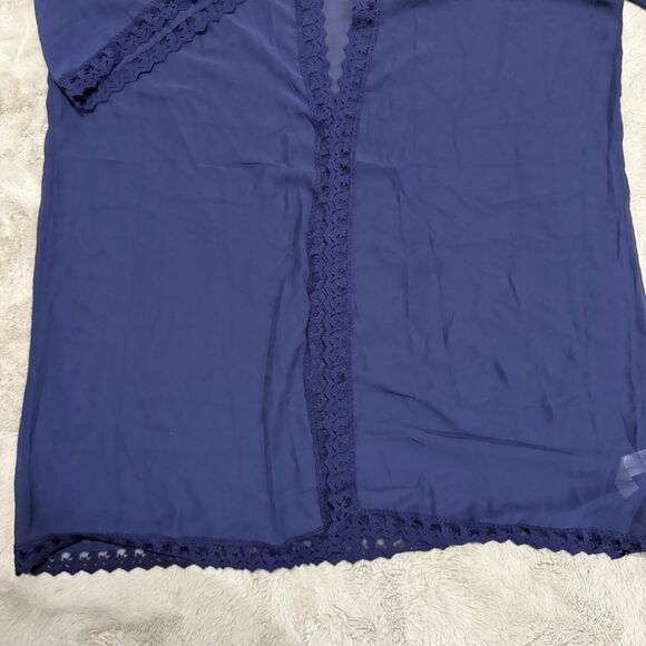 NWT LuLaRoe Kimono Cardigan Navy Blue Lace Trim Open Front XL Lightweight Boho - Picture 5 of 12